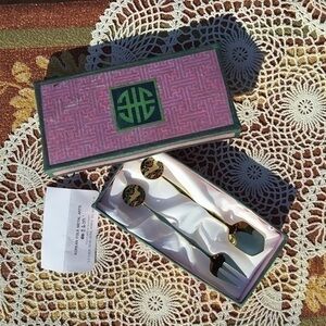 Vintage Antique KOREAN FOLK METAL ART Cocktail Fork & Spoon Flatware